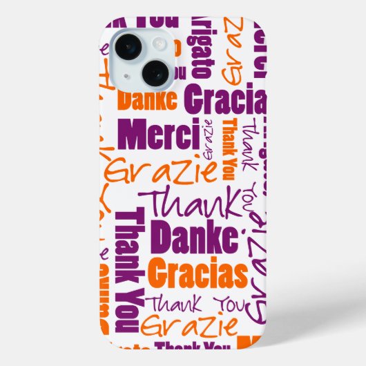 紫オレンジ多言語タイポグラフィありがとう Case-Mate iPhoneケース (裏面)