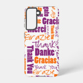紫オレンジ多言語タイポグラフィありがとう SAMSUNG GALAXYケース (裏面)