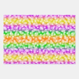 紫オレンジ緑イエローハロウィンパターン ラッピングペーパーシート