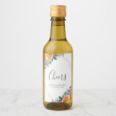 紫オレンジ色の水の色のフローラ結婚ズミニ ワインラベル (正面)