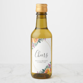 紫オレンジ色の水の色のフローラ結婚ズミニ ワインラベル