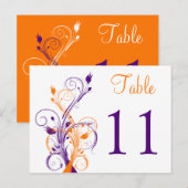紫オレンジ色の白いフローラテーブル番号はがき ポストカード (正面/裏面)