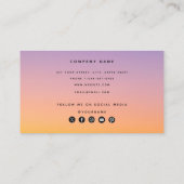 紫オレンジ色グラデーションのソーシャルメディアアイコン 名刺 (裏面)