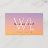 紫オレンジ色グラデーションのソーシャルメディアアイコン 名刺 (正面)