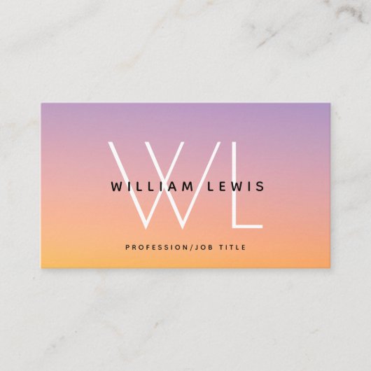 紫オレンジ色グラデーションのソーシャルメディアアイコン 名刺 (正面)