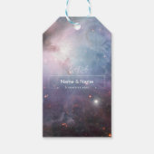 紫オーガニック色の空の星オリオンネブラ編集可能 ギフトタグ (正面)