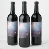 紫オーガニック色の空の星オリオンネブラ編集可能 ワインラベル (ボトル)