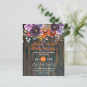 紫オ素朴レンジピンクのフローラ結婚式の招待 (スタンド正面)