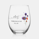 紫オ鮮やかレンジの花さん ステムなしワイングラス (正面)