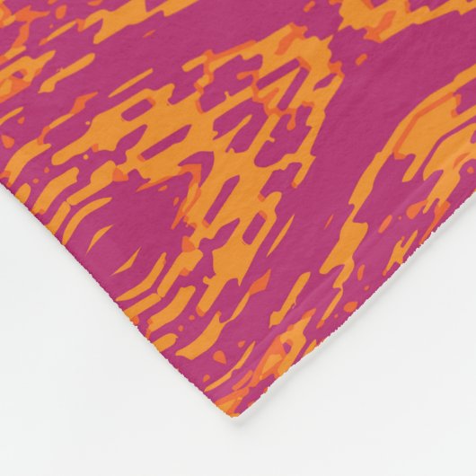紫オ鮮やかレンジエスニックモザイク幾何学模様 フリースブランケット (角)