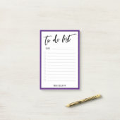 紫カジュアルと白の一覧を表示する手書き ポストイット (デスク上)