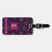 紫カスタマイズフローラ緑黄白花 ラゲッジタグ (正面横)