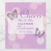 紫カスタマイズ蝶結婚病 ワインラベル (シングルラベル)