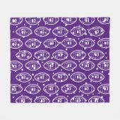 紫カスタムと白のサッカーパターン フリースブランケット (正面(横))