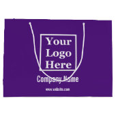 紫カスタムにロゴを王室の挿入 ラージペーパーバッグ (裏面)