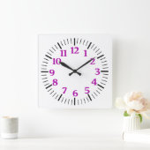 紫カスタムシンプル数字の時計 スクエア壁時計 (ホーム)