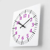 紫カスタムシンプル数字の時計 スクエア壁時計 (傾斜)