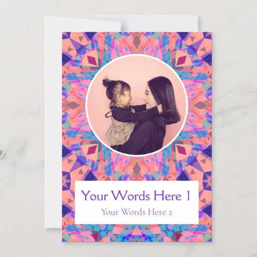 紫カスタムピンク星誕生日ギフトフォトマグネット マグネット招待状 (正面)