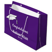 紫カスタム白の卒業祝い ラージペーパーバッグ (正面アングル)