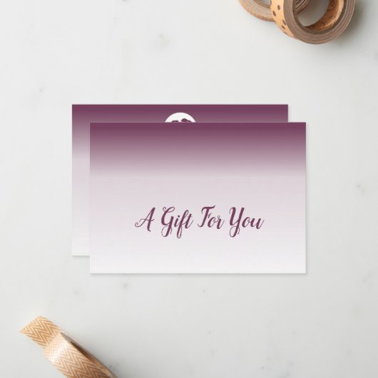 💝紫カスタム白ギフト券ノートカード ノートカード (正面/裏面インサイチュ)