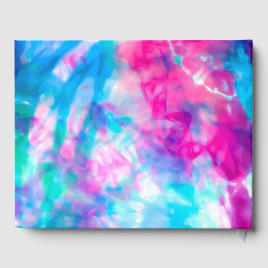 紫カッコいいアートガーリーピンクブルー絞り染めパターン ゲストブック (裏面)