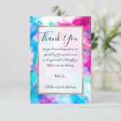 紫カッコいいアートガーリーピンクブルー絞り染めパターン サンキューカード (スタンド正面)