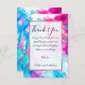 紫カッコいいアートガーリーピンクブルー絞り染めパターン サンキューカード (正面/裏面)