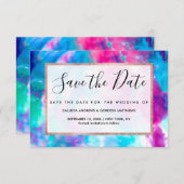 紫カッコいいアートガーリーピンクブルー絞り染めパターン セーブザデート (正面/裏面)