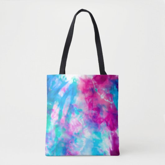 紫カッコいいアートガーリーピンクブルー絞り染めパターン トートバッグ (正面)