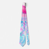 紫カッコいいアートガーリーピンクブルー絞り染めパターン ネクタイ (正面)