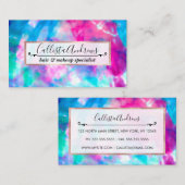 紫カッコいいアートガーリーピンクブルー絞り染めパターン 名刺 (正面/裏面)