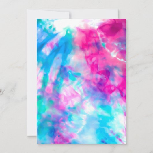 紫カッコいいアートガーリーピンクブルー絞り染めパターン 招待状 (裏面)