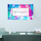 紫カッコいいアートガーリーピンクブルー絞り染めパターン 横断幕 (トレードショー)