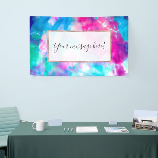 紫カッコいいアートガーリーピンクブルー絞り染めパターン 横断幕 (トレードショー)