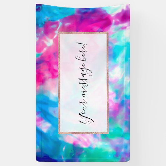 紫カッコいいアートガーリーピンクブルー絞り染めパターン 横断幕 (縦)