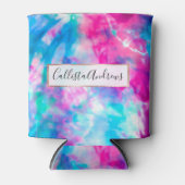 紫カッコいいアートガーリーピンクブルー絞り染めパターン 缶クーラー (正面)