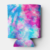 紫カッコいいアートガーリーピンクブルー絞り染めパターン 缶クーラー (裏面)