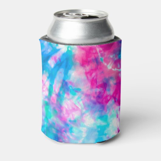 紫カッコいいアートガーリーピンクブルー絞り染めパターン 缶クーラー (缶裏面)