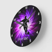 紫カッコいいサッカー ラウンド壁時計 (傾斜)