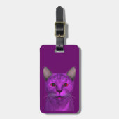 紫カッコいい猫 ラゲッジタグ (正面縦)