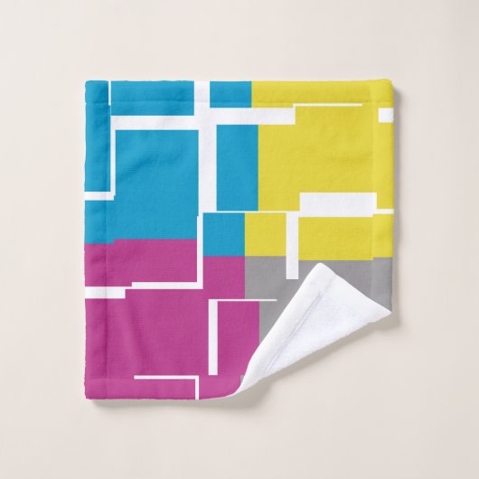 紫カッコいい青黄灰色パターン ウォッシュタオル (ウォッシュタオル)