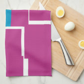 紫カッコいい青黄灰色パターン キッチンタオル (四つ折り)