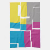 紫カッコいい青黄灰色パターン キッチンタオル (縦)