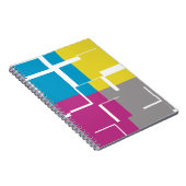 紫カッコいい青黄灰色パターン ノートブック (右側)