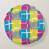 紫カッコいい青黄灰色パターン ラウンドクッション (裏面)