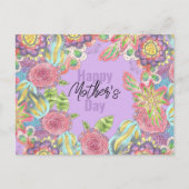 紫カラフルお洒落の母の日の花 ポストカード (正面)