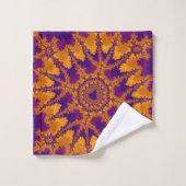 紫カラフルとオレンジのフラクタル バスタオルセット (ウォッシュタオル)