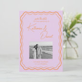 紫カラフルとオレンジの日付を保存結婚する 招待状 (スタンド正面)