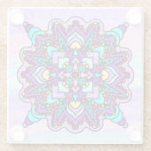 紫カラフルと青の神秘的な曼荼羅 ガラスコースター (裏面)