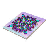 紫カラフルと青の神秘的な曼荼羅 タイル (側面)